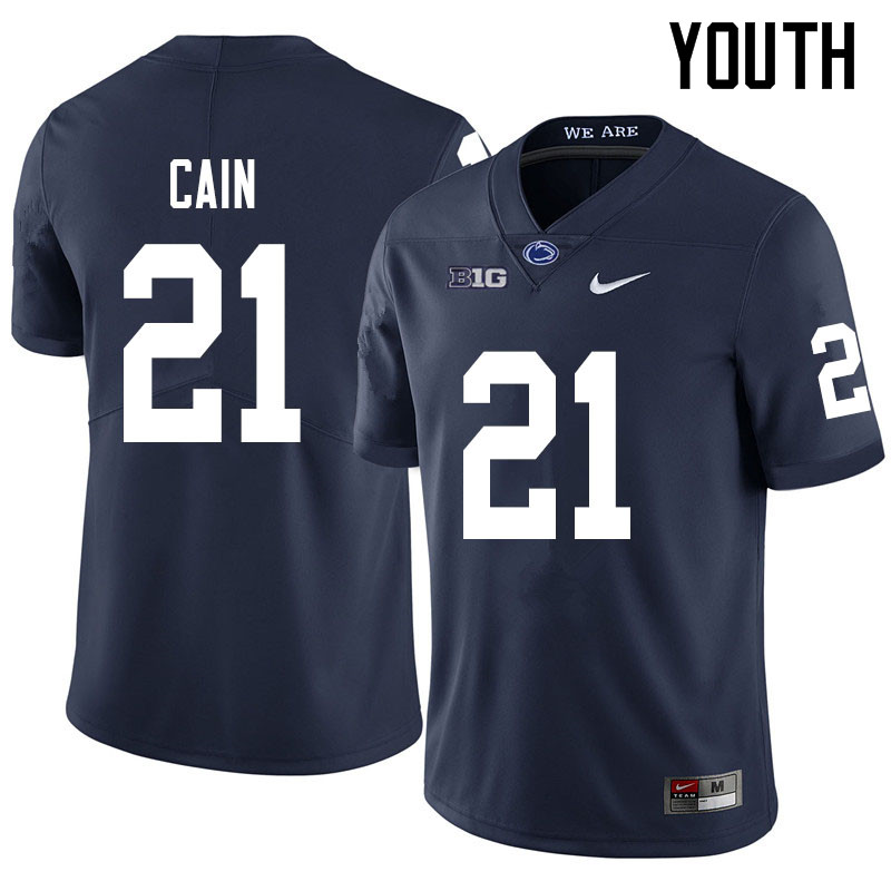 Youth #21 Noah Cain Penn State Nittany Lions College Football Jerseys Sale-Navy - Click Image to Close